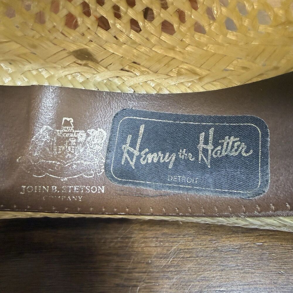 Stetson Roadrunner Bryant Finish Straw Western Cowboy Hat Sz 7 1/4 Vintage - Picture 9 of 10